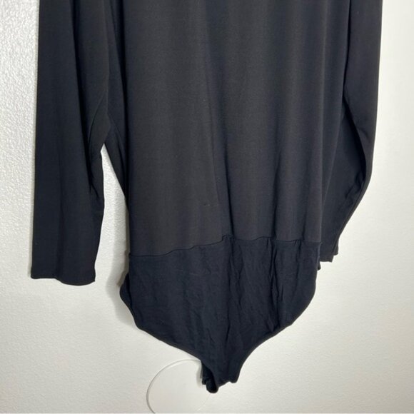 INC Womens Black V-Neck Long Sleeve Faux Wrap Jersey Bodysuit Plus Size 1X - Picture 7 of 8